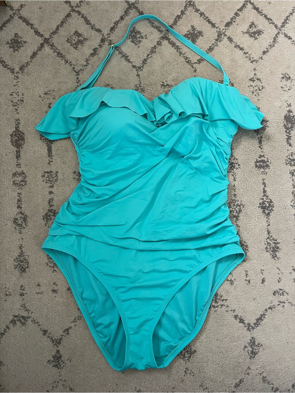 Bleu Rod Beattie Teal Ruffle One-Piece Swimsuit
